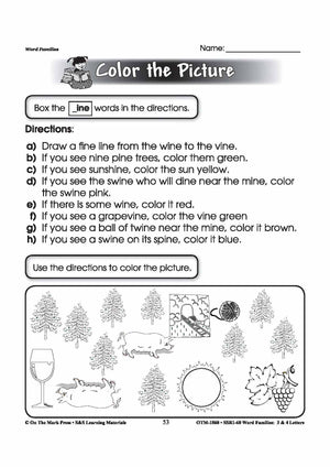 The _ine Word Family Worksheets Grades 1-3