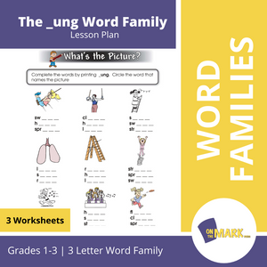 The _ung Word Family Worksheets Grades 1-3