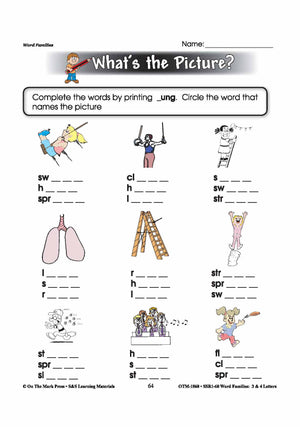 The _ung Word Family Worksheets Grades 1-3