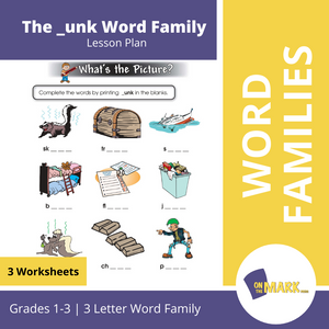 The _unk Word Family Worksheets Grades 1-3