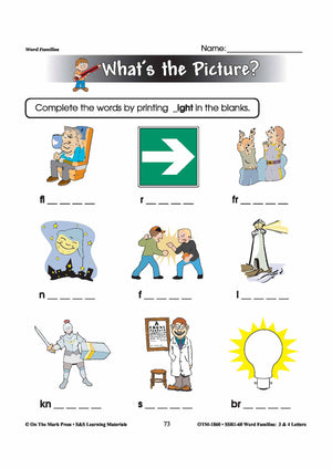 The _ight Word Family Worksheets Grades 1-3