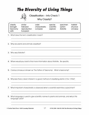 Diversity of Living Things: Why Classify? Lesson Grades 4-6