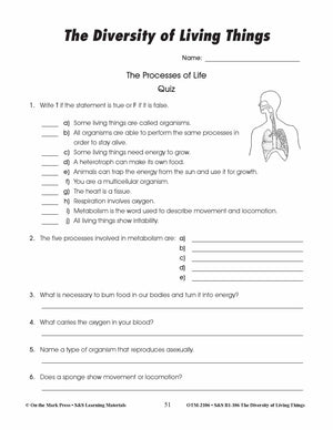 The Process of Life Quiz Grades 4-6