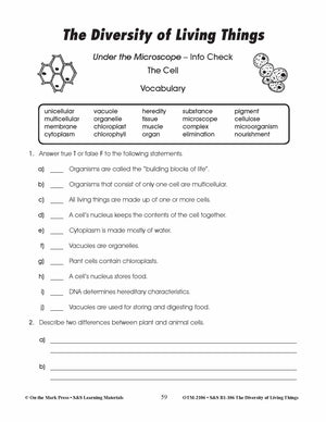 Under the Microscope - The Cell Lesson Plan (Living Things) Grades 4-6