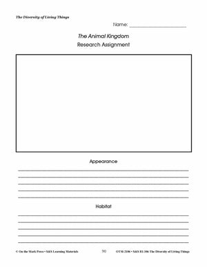 The Animal Kingdom Research Assignment Grades 4-6