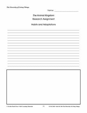 The Animal Kingdom Research Assignment Grades 4-6