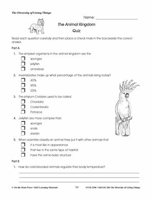 The Animal Kingdom Quiz Grades 4-6