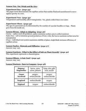 Dare to Compare the Respiratory Systems of Plants & Animals Lesson Grades 7-8