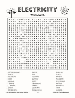 Electricity Word Search Grades 4-6