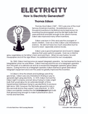 Thomas Edison Lesson & Quiz Grades 4-6