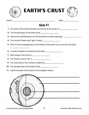 Inside the Earth Quiz Grades 6-8