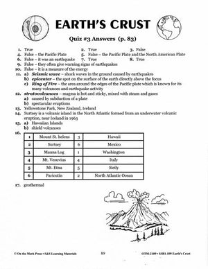 Earthquakes and Volcanoes Quiz Grades 6-8