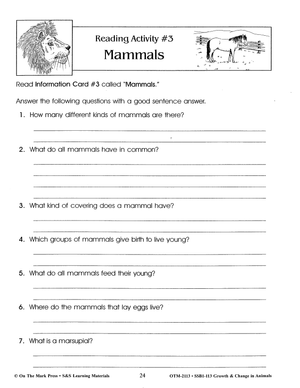 Mammals Lesson Grades 2-3