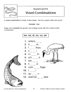 Growth & Change in Animals Sound Card Activities Grades 2-3