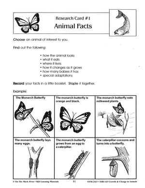 Life Cycle Research Cards Lesson Grades 2-3