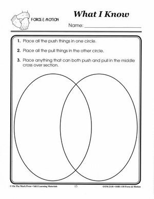 What I Know About Force & Motion Activities Grades 1-3