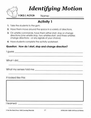 Identifying Force & Motion Activities  Lesson Plan Grades 1-3