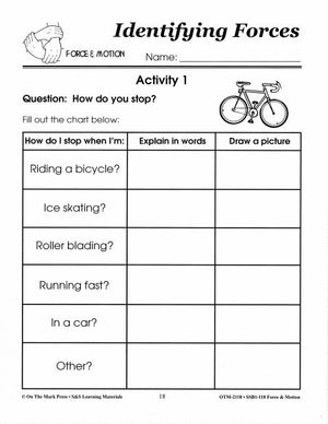 Identifying Force & Motion Activities  Lesson Plan Grades 1-3