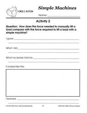 Simple Machines Activities Grades 1-3