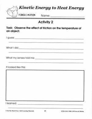 Kinetic Energy to Heat Energy Activity Grades 1-3