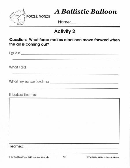 A Ballistic Balloon Activity Grades 1-3 - Force and Motion
