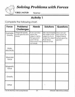Solving Problems with Forces Activity Grades 1-3