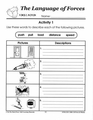 The Language of Forces Activity Grades 1-3