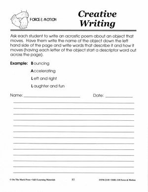 Force & Motion Creative Writing and Creative Performing Grades 1-3