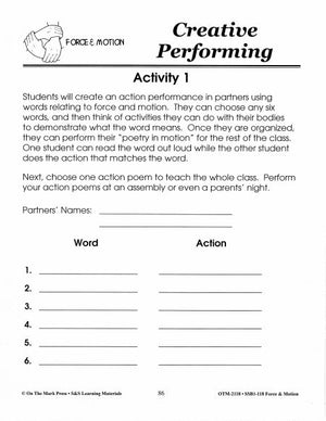 Force & Motion Creative Writing and Creative Performing Grades 1-3