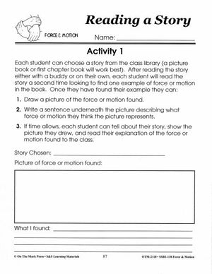 Force & Motion Reading a Story Grades 1-3