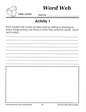 Force & Motion Word Web Grades 1-3