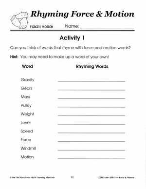 Force & Motion Rhyming Words Grades 1-3
