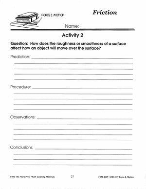 Friction Activities Lesson Plan Grades 4-6