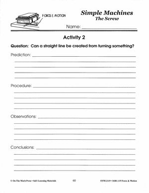 The Screw Activity Lesson Plan Grades 4-6