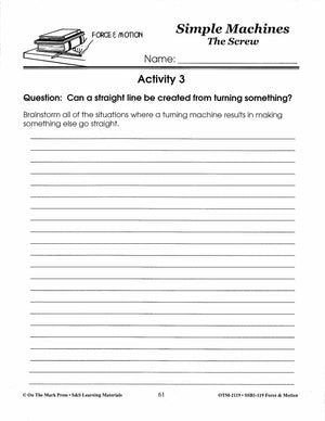 The Screw Activity Lesson Plan Grades 4-6