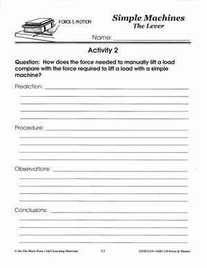 The Lever Activity Grades 4-6 Lesson Plan