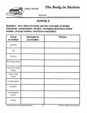 The Body in Motion Research Activity Lesson Plan Grades 4-6
