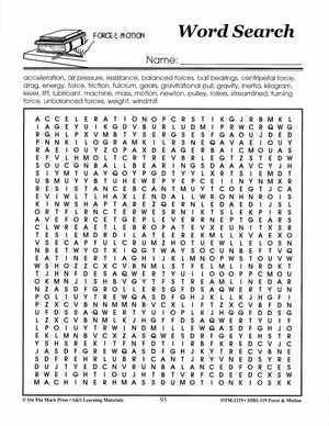 Force & Motion Word Search Lesson Plan Grades 4-6