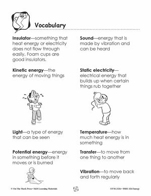Energy Vocabulary/Word Search Lesson Plan Grades 1-3