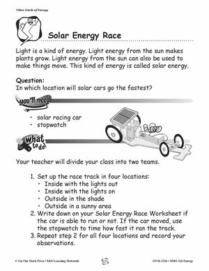 Solar Energy Race Lesson Plan Grades 1-3