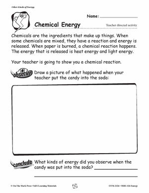 Chemical Energy Lesson Plan Grades 1-3