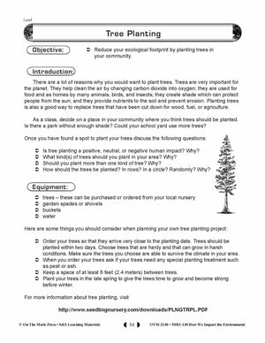 Tree Planting Lesson Plan (environment) Grades 5-8