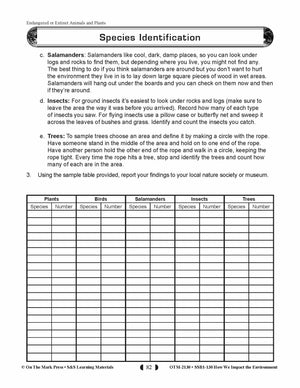 Species Identification Lesson Plan Grades 5-8