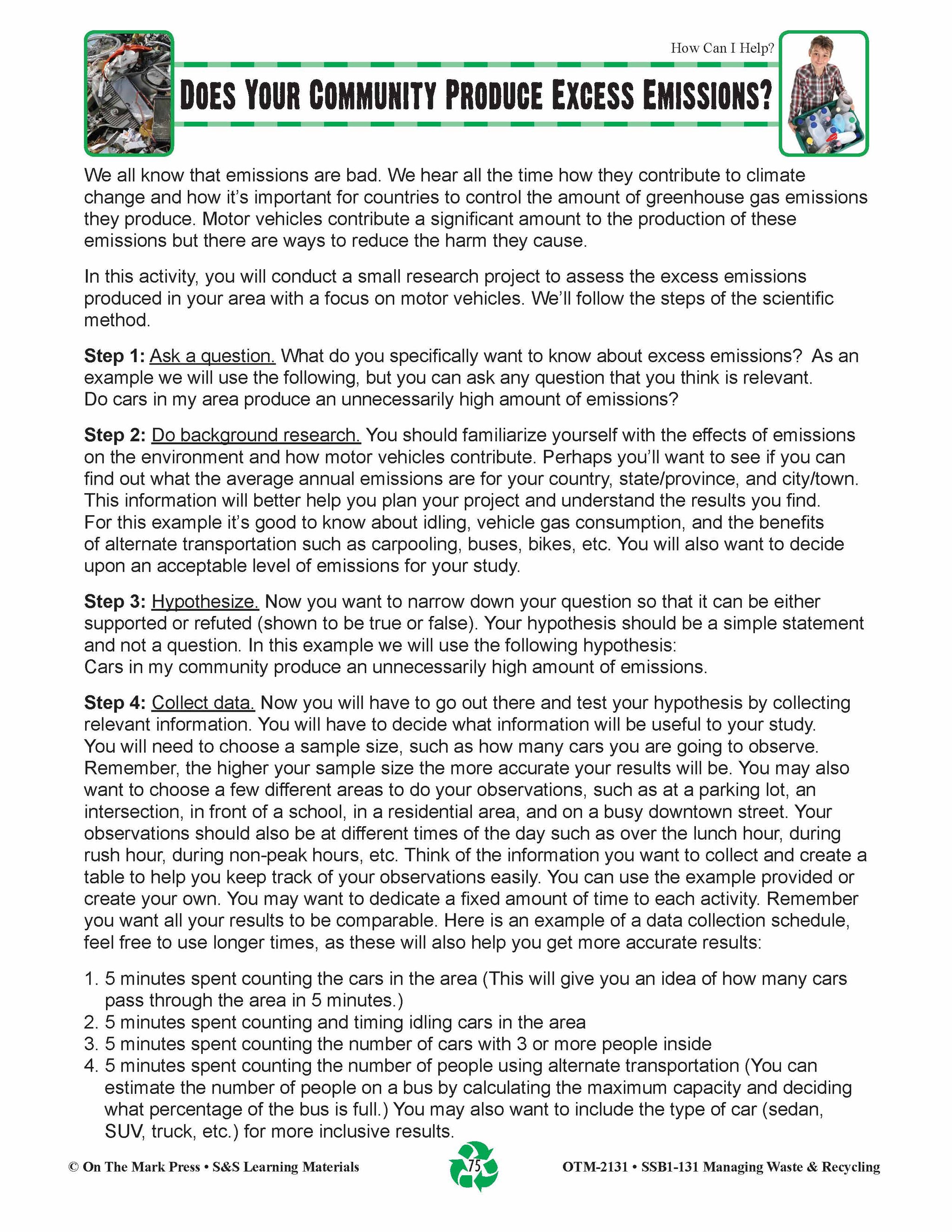 Does Your Community Produce Excess Emissions? Lesson Grades 5-8