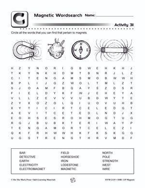 Magnets Word Search Lesson Plan Grades 4-6