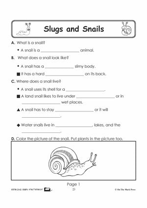 Slugs & Snails Student Booklet Grades 1-3