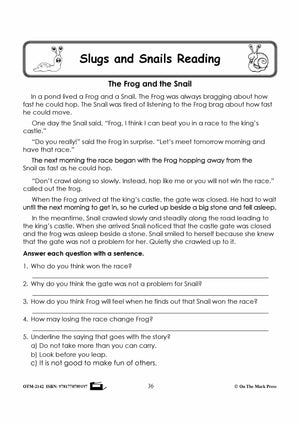 Slugs & Snails Reading Stories & Worksheets Grades 1-3