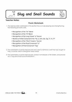 Slugs & Snails Phonics Worksheets Grades 1-3