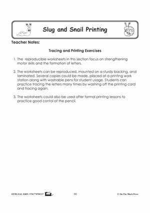 Slugs & Snails Tracing & Printing Exercises Grades 1-3
