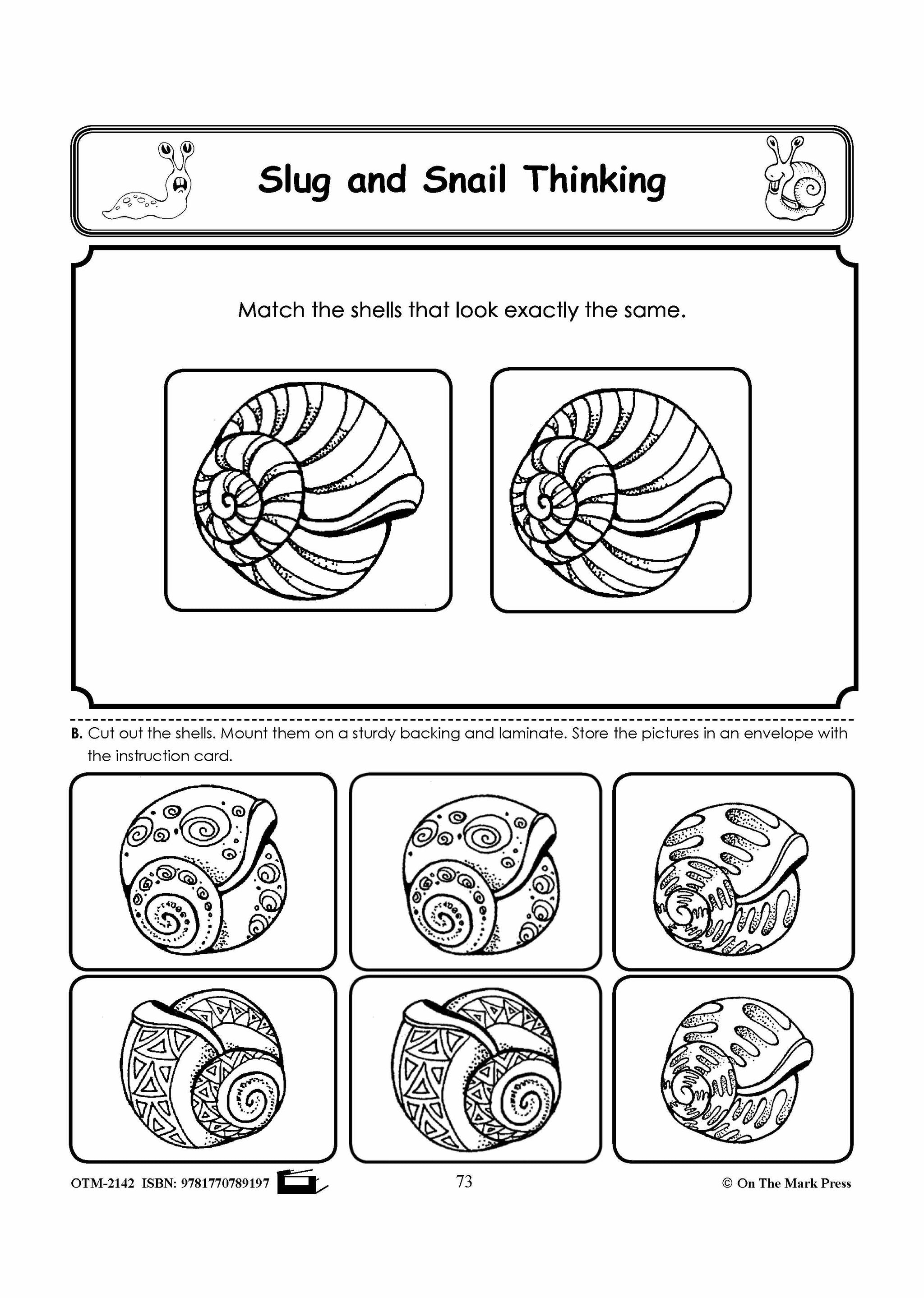 Slugs & Snails Visual Discrimination Activities Grades 1-3